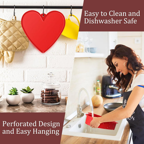 Heart Shaped Cake Pans 10 Inch 2pcs,Nonstick Silicone Heart Cake Mold,Reusable Baking Tins Brownie Pans,Heart Cake Pan Set for Valentine's Day(Red...