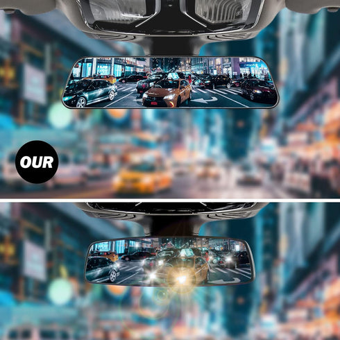 JOYTUTUS Rearview Mirror, 12 Inch Panoramic Anti-Glare Rear View Mirror, Interior Clip-on Wide Angle Convex Rear View Mirror Effectively to Reduce...