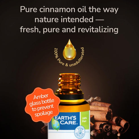 Earth's Care Cinnamon Cassia Oil - Cinnamon Essential Oil - 100% Pure Cinnamon Essential Oil for Diffuser - 1 Fl OZ (1 Bottle)...