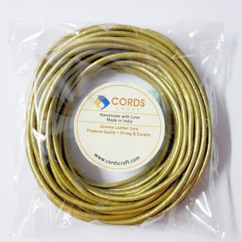 Cords Craft® | 2mm Metallic Round Leather Cords for Jewelry Making Bracelet Necklaces Hair Accessories Dog Collar Beading Work DIY Craft (Metallic...