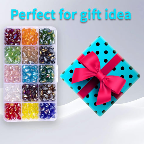 Crystal beads,300 pcs 12MM Large ab acrylic crystal faceted long teardrop pendants?12mm*8 mm Glass Beads Jewelry Bracelet Making Kit DIY Waterdrop...