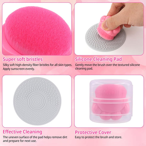 3pcs Sunscreen Applicator for Kids, Sunblock Buddy Brush with Protective Case Portable Sun Lotion Applicator Soft Bristle Foundation Sun Cream Bru...