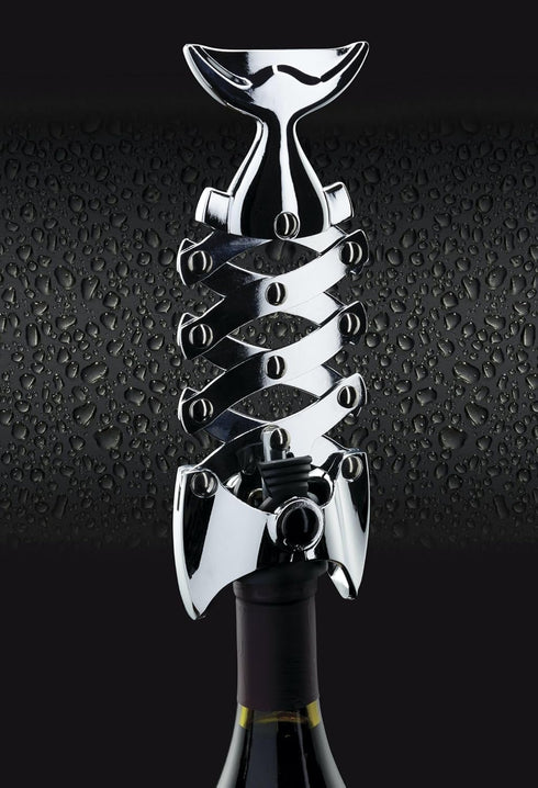Lazy Fish Corkscrew and Bottle Opener, Stainless Steel Wine Opener, 16.5 x 7.5 x 4.5cm, Silver...