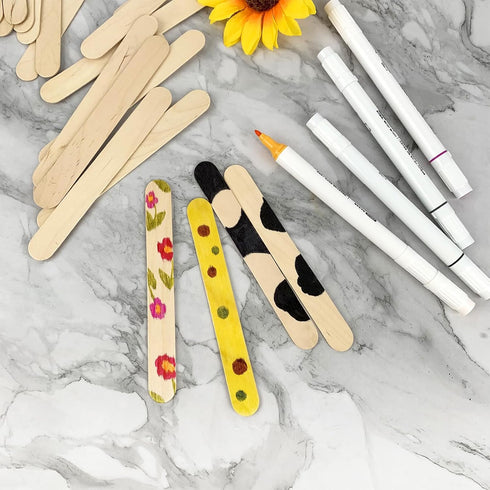 100Pcs Jumbo Wooden Craft Sticks Popsicle Stick 6” Long x 3/4”Wide Treat Ice Pop for DIY Crafts?Home Art Projects, Classroom Supplies...
