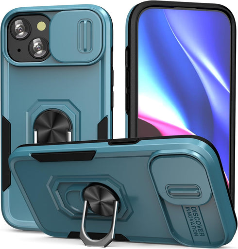 Case for 15 Plus Phone Case with Camera Cover and Kickstand Heavy Duty Protection 15 Plus Phone Case Cover for iPhone 15 Plus -Blue...