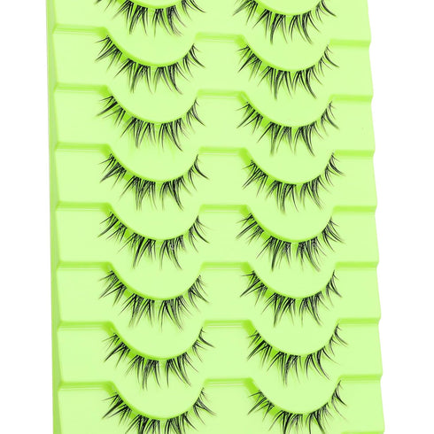 outopen 10 Pairs Manga Lashes Korean Asian Lashes Anime Eyelashes Japanese Makeup Fake Lashes Spiky False Eyelashes...