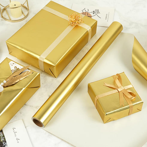 Gold Wrapping Paper Roll, Solid Color Metallic Wrapping Paper, Matte Wrapping Paper Roll, Gold Gift Wrapping Paper for Birthday Wedding Christmas ...