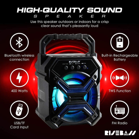 Portable Wireless Bluetooth Speaker for iPhone, Android, iPod and More - Rechargeable Bluetooth Speaker for Kids & Adults - Mini Speaker with Part...