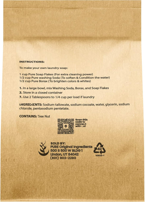 Pure Original Ingredients Soap Flakes (8 oz) Tallow Based, Homemade Laundry Detergent, Granulated Soap...