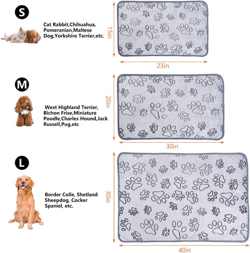 1 Pack 3 Dog Blanket Super Soft Warm Sleep Mat Pet Blanket Grey Paw Pattern Fluffy Puppy Blanket for Small Dogs Kitten Cats-Grey Small(23"x15")...
