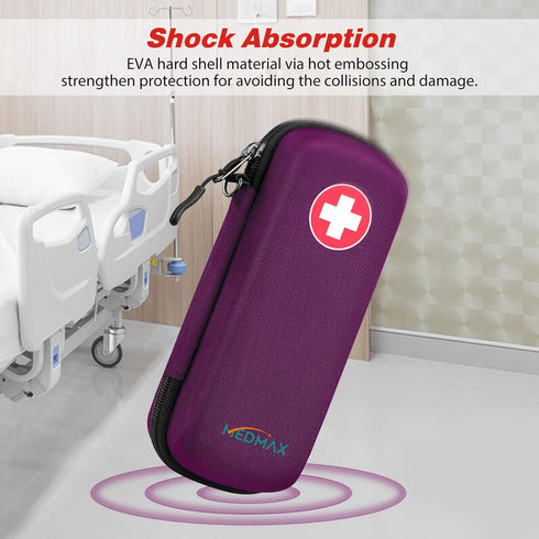 Epipen Medical Carrying Case, Hard Shell EVA Shock Absorption Travel Medication Organizer Bag Emergency Medical Pouch Holds 2 EpiPens, Asthma Inha...
