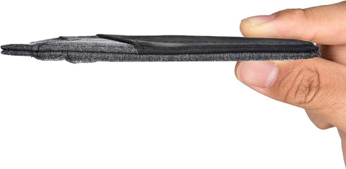 kinzd Slim Wallet RFID Front Pocket Wallet Minimalist Secure Thin Credit Card Holder (Black Leather and Grey Cloth)...