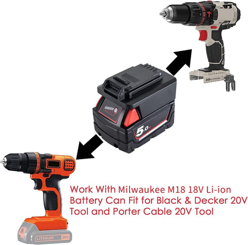 for Milwaukee M18 18V Battery Adapter Convert to for Black & Decker 20V LBXR20 LB20 LBX20, Porter Cable 20V PCC685L PCC682L Power Tools...