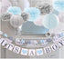 luckylibra Boy baby shower decorations, It is a Boy Banners Elephant Garland and Paper Lantern Paper Flower Pom Poms ?Blue White Grey?...