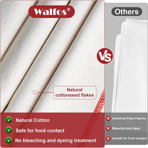 Walfos Bakers Couche and Proofing Cloth, 2PCS?29" X 17" ? Cotton Fabric for Bread Dough Baking Shaping Tool for Baguettes, Loaves and Ciabatta...