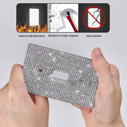 Silver Bling Rhinestones Single Toggle Switch Light Switch Cover Plates Decor Cute Sparkling Wall Plates For Home Bedroom Kitchen Outlet Covers De...