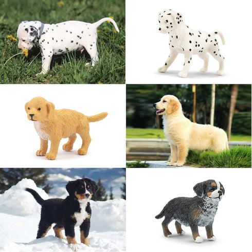 Toymany 12PCS Mini Dog Figurines Playset, Realistic Detailed Plastic Puppy Figures, Hand Painted Emulational Tiny Dogs Animals Toy Set, Cake Toppe...