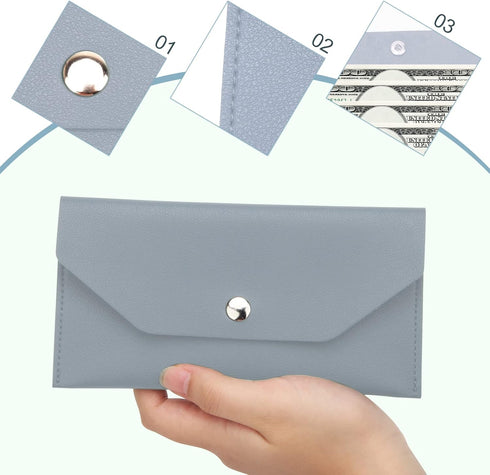 3 Pieces Money Cash Envelopes Bag, Pletpet PU Leather Cash Money Pouch Cash Wallet Envelope Reusable Budget Envelope for Spring Festival Wedding B...