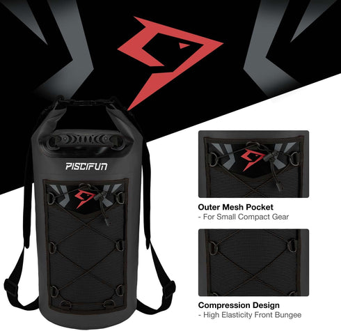 Piscifun Dry Bag, Waterproof Floating Backpack 5L/10L/20L/30L/40L, with Waterproof Phone Case for Kayking, Boating, Kayaking, Surfing, Rafting and...