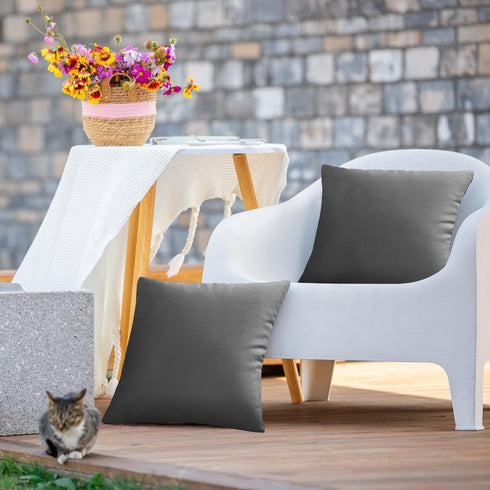 Outdoor Waterproof Throw Pillow Covers 18x18 Set of 2 Decorative DarkGary Patio Furniture Cushion Cases Outside Decor for Couch Garden Bench Porch...