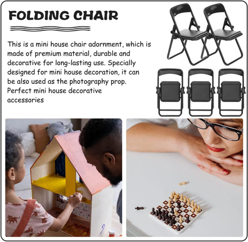 Gadpiparty 36 Pieces Mini Foldable Chairs 1/6 Scale Plastic Dollhouse Furniture Mini Desk Toys Simulation Stand Model Chair Desk Phone Stand for D...