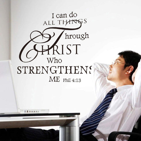 Inspirational Wall Decor Quotes Stickers–I Can Do All Things Through Christ Who Strengthens Me– Decor for Living Room Bedroom Classroom Playroom N...