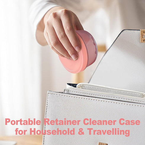 LEAFTOL Denture Bath Case Retainer Case Orthodontic Denture Cup with Strainer, Leak Proof Denture Cleaner Cup easy to clean and dry up, Portable R...