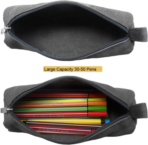 enyuwlcm Heavy Canvas Stationery Stylish Simple Pencil Bag and Durable Compact Zipper Pencil Case Pouch 1 Pack Gray...