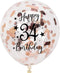 Rose Gold 34th Confetti Latex Balloons, Woman Happy 34 Years Birthday Party Balloon Decoration With Confetti, 12in, 16 Pack...