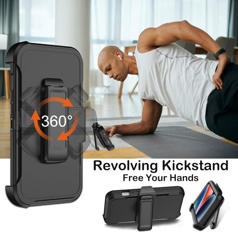 for iPhone 14 Plus Case with Belt Clip Holster,Built-in Screen Protector,Heavy Duty Shockproof Drop Protection Military Grade Rugged Phone Cover w...