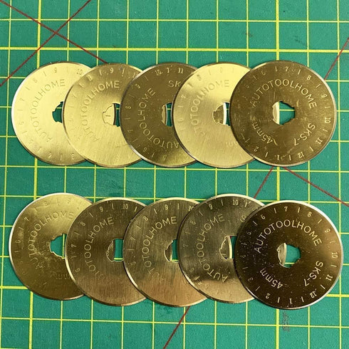 Titanium Coated Rotary Cutter Blades 45mm 10 Pack Replacement Blades Quilting Scrapbooking Sewing Arts Crafts,Sharp and Durable...