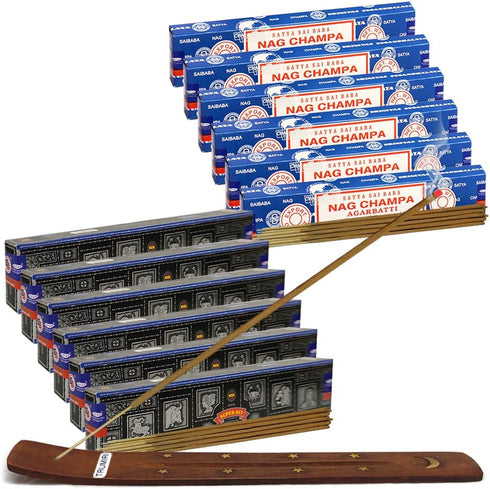 Nag Champa Incense Sticks and Super Hit Incense Sticks with Incense Holder Bundle for Home Fragrance and Spiritual Décor...
