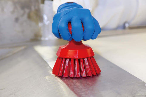 Vikan 38856 Brush,Scrub,Round,Stiff,5",PP/PBT,Yellow...