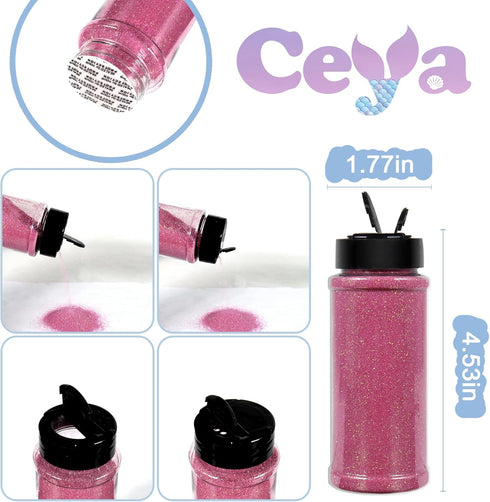 Ceya 3.8oz/ 110g Ultra Fine Glitter Powder Cameo Pink Iridescent Glitter 1/128” 0.008” 0.2mm for Slime Epoxy Resin Craft Tumbler Jewelry Nail Art ...