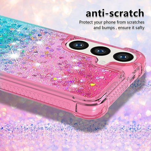 for Samsung Galaxy S24 Case with Screen Protector,Luxury Glitter Bling Liquid Floating Cute Women Girls Shockproof Slim Silicone Soft TPU Shockpro...