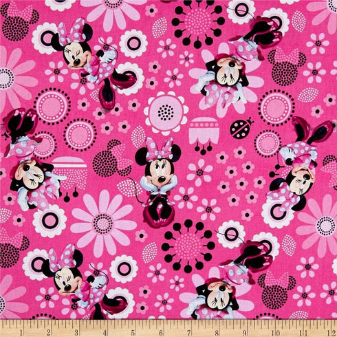 Springs Creative Products Disney Minnie Bowtique Cotton Minnie Allover Quilt Fabric, Pink, Quilt Fabric By The Yard...