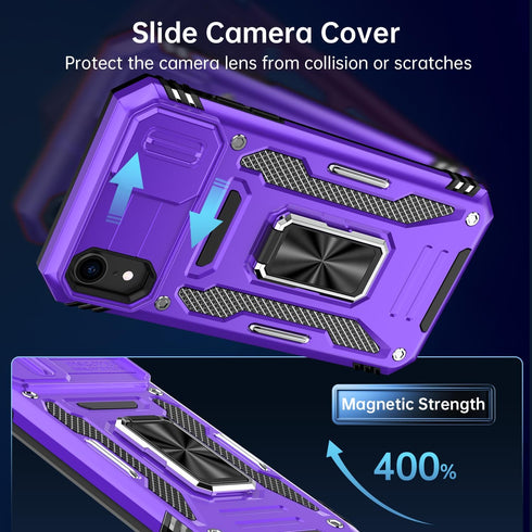 MERRO for iPhone XR Case with Screen Protector,Sliding Camera Cover,Military-Grade Cover with Magnetic Stand Phone Case 6.1" Purple......