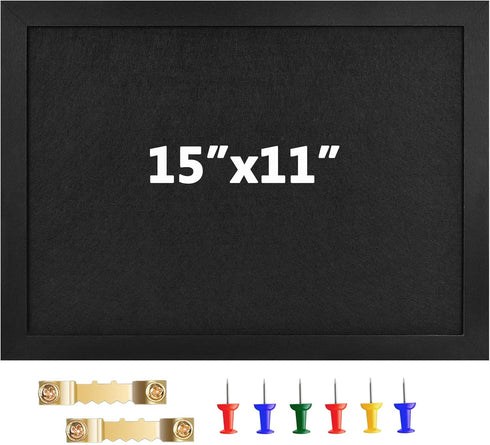 Cork Board Bulletin Board Wood Framed Display with Felt, Pin Board for Jewelry, Notes, Memos, Photos, Home, Kitchen, Office, School, Wall, 15"x11"...