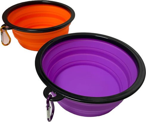 Large Portable Collapsible Pet Bowl, Foldable Food & Water Dish for Dogs & Cats, Ideal for Travel, Hiking, Camping & Outdoor Activities (Purple + ...