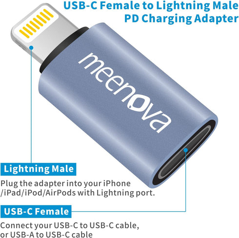 2 Pack 30W USB C to Lightning Adapter Type C to Lighting Converter, Type C to iPhone Adaptor - Compatible with iPhone 14 13 12 Pro Max, with Silic...