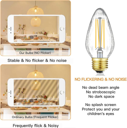 Leools E26 Vintage Edison Bulbs 8W Dimmable LED Bulbs Soft White 3000K 800lm 120V AC E26 Medium Base Light Bulbs for Pendant Light Fixture?6 Pack...