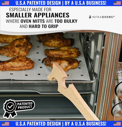 Wooden Oven Rack Puller Stick, Push Pull Tool with Longer Handle Ideal for Kitchen Oven, Convection and Toaster Ovens, Air Fryer and Small Kitchen...