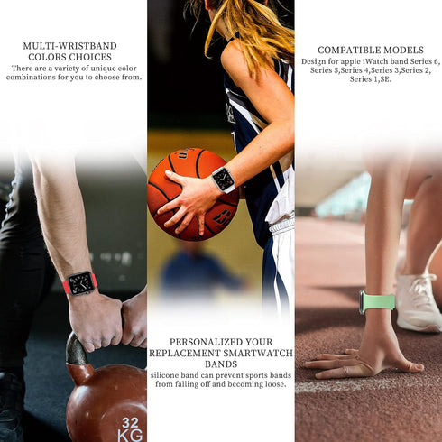 Upgrade Bands Compatible with Apple Watch Band 42mm 44mm 45mm for Women Men,3 Pack Soft Silicone Replacement Sport Watch Strap for iWatch SE Serie...