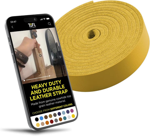 TOFL Genuine Top-Grain Leather Strap | 72 Inches Long | 3/4 Inch Wide | 1/8 Inch Thick (7-8 oz) | 1 Leather Strip for DIY Arts & Craft Projects, C...