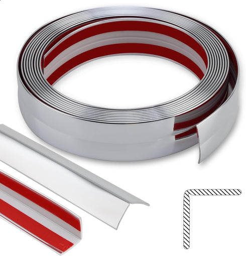 Gaahing Shiny Silver Multifunctional Molding Trim, Peel and Stick Inside Outside Corner Guards for Wall Table Edge Door Frame (16.4ft x 1.18inch)...