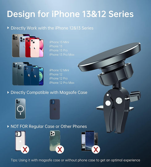 XooFly Magnetic Car Mount Holder, Portable Electronic Device Mount for iPhone 15, 14, 13, 12 Pro Max Mini Plus, All Phones & Cases......