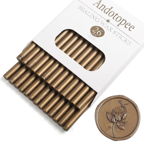 Dark Bronze Wax Seal Sticks 26pcs, Andotopee Glue Gun Wax Seal Sticks for Wax Seal Stamp, Premium Sealing Wax for Envelope Letter Seal Wedding Inv...