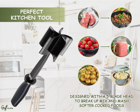 2 Pcs Meat Chopper for Ground Beef - Heat Resistant Ground Beef Smasher for Hamburger Meat - Nylon Hamburger Chopper Utensil - Ground Meat Chopper...
