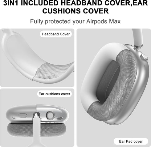 Compatible with Apple AirPods Max Case,Clear Soft TPU Anti-Scratch,Ear Pad Case Cover/Ear Cups Cover/Headband Cover for AirPods Max Headphones,Cle...