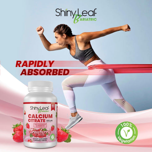 Shiny Leaf Bariatric Calcium Citrate 600 mg Supplement for Bariatric Surgery Patients, 60 Ct Chewable Tablets with Magnesium, Vitamin D3, Natural ...